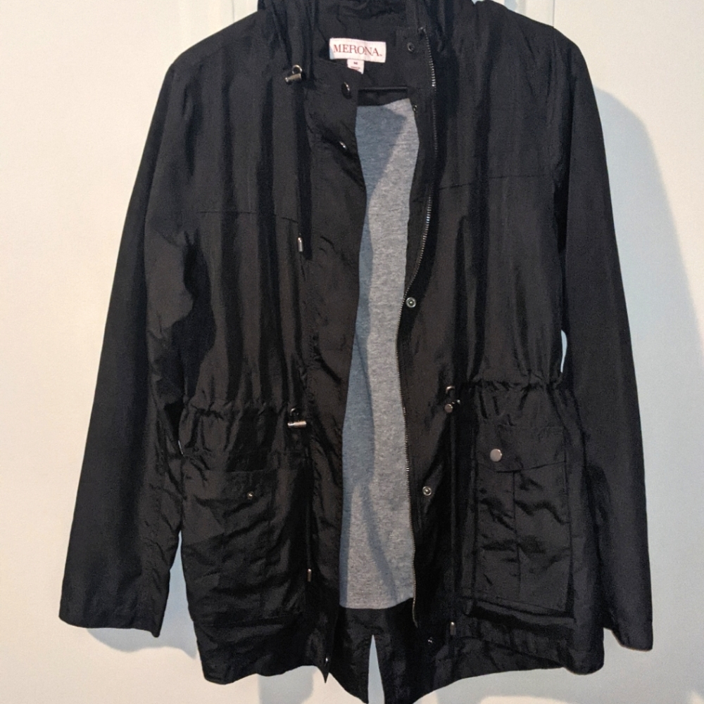 Merona Black Lightweight Rain Jacket